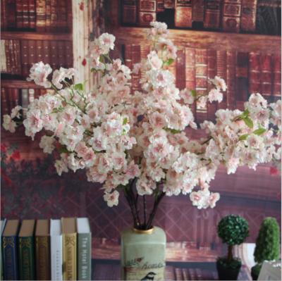 China Wholesale artificial flower artificial flower trigeminal cherry home decoration wedding cherry blossoms korean from Europe factory direct sale for sale