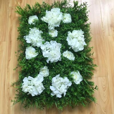 China Eco-friendly Wedding Artificial Silk Flower Wall Panel Backdrop Green Carpet Backdrop for sale