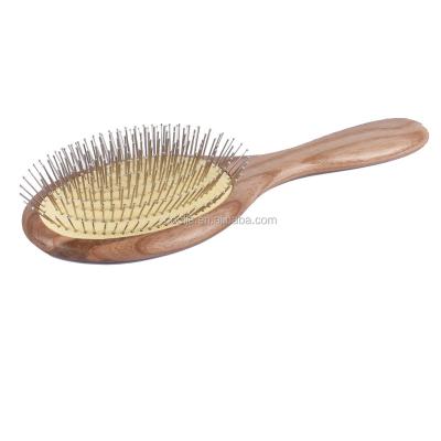 China Vent Natural Wood Paddle Headed Handle Rainbow Teeth Massage Human Hair Brush&Comb for sale