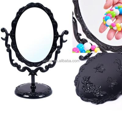 China Rose Butterfly Desktop Rotating Gothic Espelho DTZE #57700 Stand Compact Mirror Black Small Size Makeup Mirror Makeup for sale