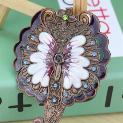 China High Quality Handmade Makeup Mirror Rhinestone Butterfly Pattern Ladies Makeup Mirror Comb Set Hand Mirror Makeup Tools Home Office Use for sale