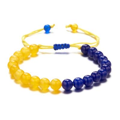 China 2022 Hot Selling Blue Yellow Natural Stone Ukraine Handmade Bracelet Crystal Ukraine Bracelet Women Men Healing CLASSIC 2022 for sale