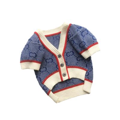 China Running Walking Training Dog Raising Pet Clothes Dog Autumn/Winter Blue Knit Coat Cardigan Thickening Law Schnauzer French Bulldog Sweater for sale