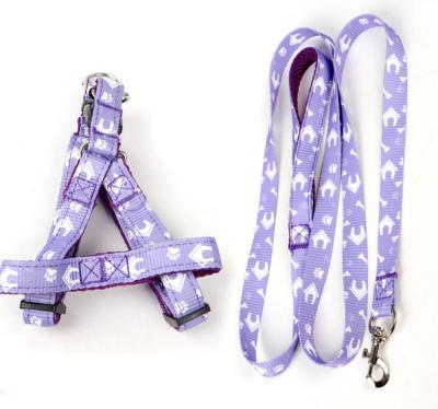 China Sustainable Print Logo Polyester Zebra Pattern Custom Dog Harness And Leash Collar Set For Walking Training, Sex Woman With Dog Pet Harness for sale