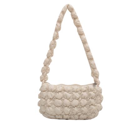 China Beaded Fashion Fashion Begs Woman One Shoulder Messenger Handbag Ladies Small Jelly Purse Pleats Puffs Bag for sale