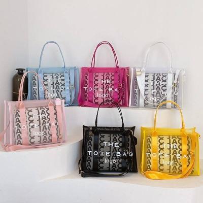 China Fashion Hot Sale Women Fashion Handbags Candy Clear Shoulder Bags 2023 Luxury Transparent PVC Tote Bag for sale