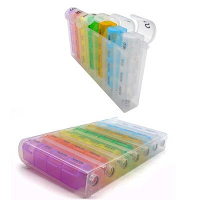 China Keep Pills Plastic Wholesale 7 Days Travel Pill Box Spring Pill Box Case 28 Compartments for sale