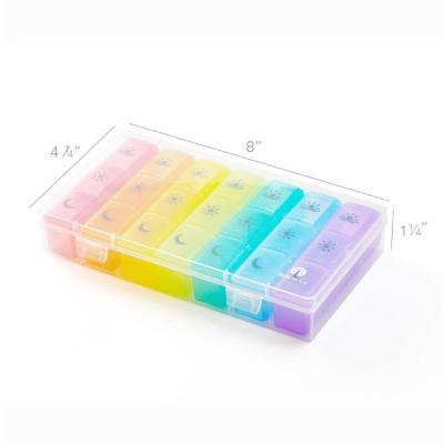 China Keep Pills Wholesale Weekly Pill Box Case Plastic Organizer 7 Compartment Pill Box Days 21 for sale