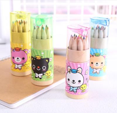 China Best price hot selling 12pc color drawing pencil with tub and paper pencil sharpener for sale