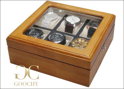 China 6 Watch Display Case / Solid Wooden Watch Display Case With Hinged for sale