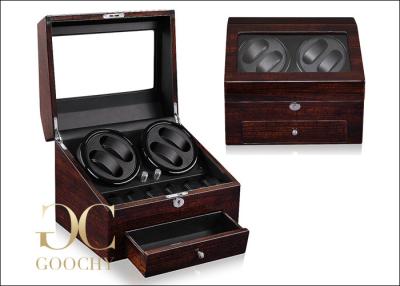 China PU Leather Brown Dual Watch Winder / Battery Powered Watch Winder for sale