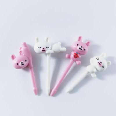 China 6cm Bunny Food Picks Disposable Shape Food Grade Food Pick Kitchen Disposable Animal Plastic Tools 8pcs for sale