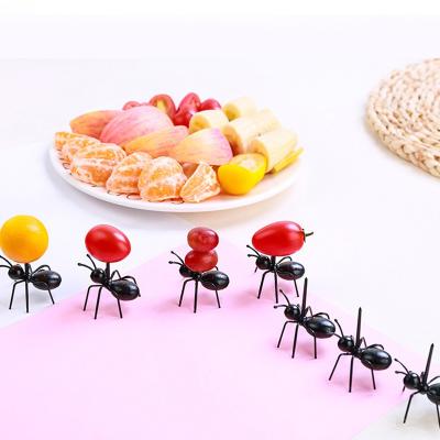 China 12pcs Disposable Fruit Picks Food Grade Plastic Shape Animal Food Picks Ant Shape Fruit Fork for sale