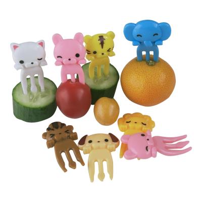 China Japanese Disposable Bento Food Picks Plastic Fruit Forks Unicorn Tiger Lion 8 Piece Animal Food Picks For Kids for sale