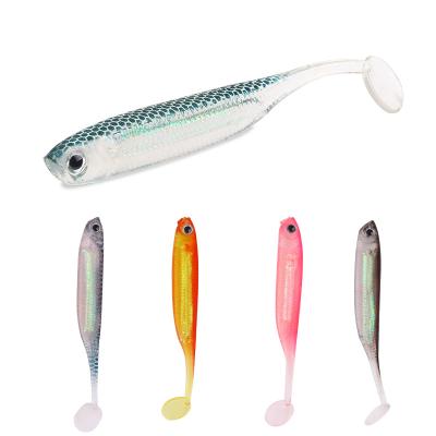 China Silicone New Arrivals 70mm Swim Bait Trout Bass Fishing Paddle Tail Plastic Soft Lure for sale