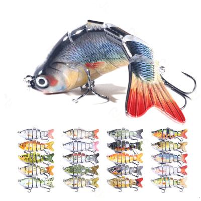 China Vivid Fish Action Swimming Manufacturer Hot Sale Multi Color ABS 100mm 19g 6 Segment Jointed Fishing Lures for sale