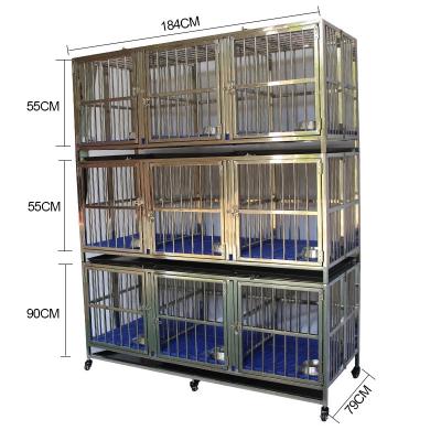 China Sustainable 3 Layer Square-Tube Stainless Steel Wire Lab Zoo Animal Breeding Cage for sale