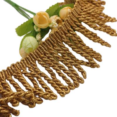 China Curtain manufacturers selling home textile lace curtain accessories 7cm gold bullion fringe trim for sale