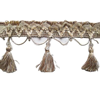 China Beautiful Decorative Beaded Fringe Tassel Fringe Trim, Curtain Tassel Fringe for sale