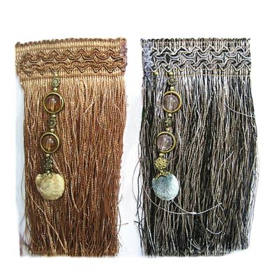 China Wholesale Long Curtain Brush Fringe With Tassel Fringe Trimming For Carpet, Curtain for sale