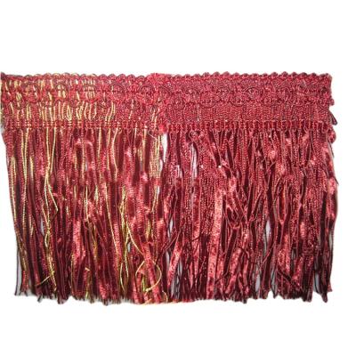 China Long Curtain Polyester Cut Fringe Trim; Red brush fringe for home decor for sale