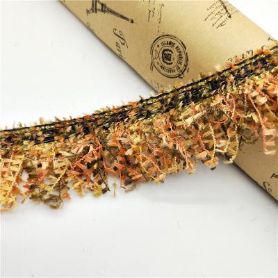 China Wholesale 3.5cm One Side Brush Fringe Curtain Stain For Colorful Macrame Lace Ribbon DIY Headdress for sale