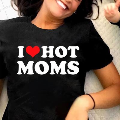 China I Love Moms T-shirt Women Summer Cotton Short Sleeve Mum Mothers Day Gift T-shirt Nice QUICK DRY Warm Funny Print Tees Female Tops for sale