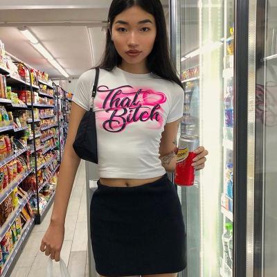 China Breathable Hot Sale Fashion Digital Printing High Quality Crop Top T-shirt Women Cropped Crop Top Sexy Crop Top T-shirt Short Tee for sale