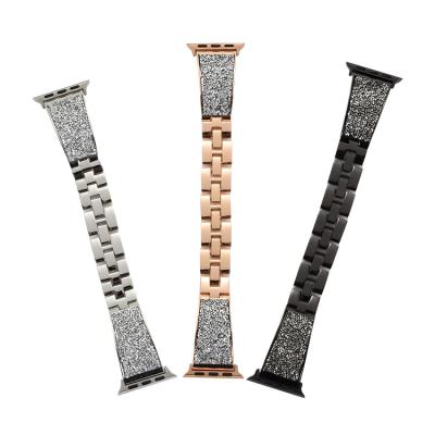 China Adjustable Stainless Steel Sport Stretch Metal Stainless Steel Watch Band Strap Charms For Apple for sale