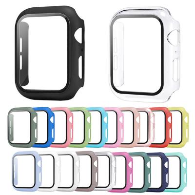 China Custom Designer Luxury Hard Plastic PC+ Tempered Glass Smart Protector Watch Maker Logo Cover Bumper Case For Apple iwatch Series 6 44mm for sale