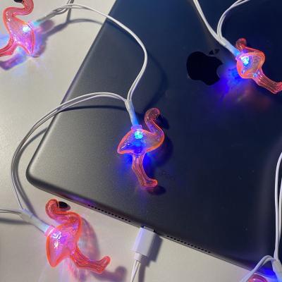 China 2020 Flamingo Promotion Phone USB Charger LED Charging Cable For Type-C Line, iPhone Android Flamingo for sale