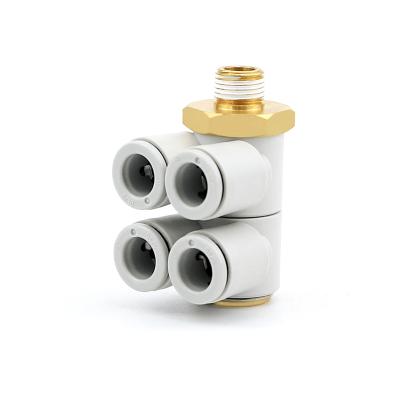 China Building Material Shops KQ2ZD04-01AS Universal Male Double Branch Elbow 4mm Pneumatic Fit Tube Quick Joint Connector for sale