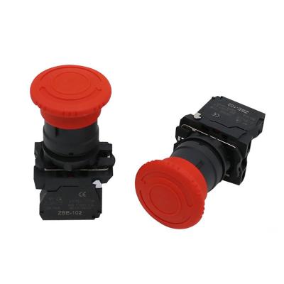 China XB5-AS542 40mm Emergency Stop Button Switch 22mm Rotation Plastic Reset XB5 1 Normally Closed Head for sale