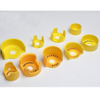 China 22mm Mounting Hole Circle Cover Device Emergency Push Button Switch Protective Cover Accessories Plastic Yellow for sale