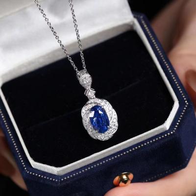 China Trendy Cornflower Sapphire Necklace Main stone 2.1 carats The rich and deep royal blue colour gives you a gentle, calm and noble for sale