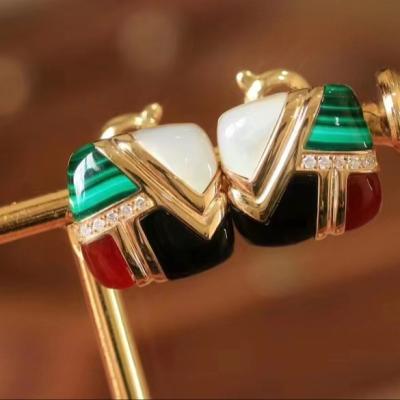 China Romantic New multiple times added single explosive model Vintage Roman earrings  Excellent design concept using agate shell malachite gri for sale