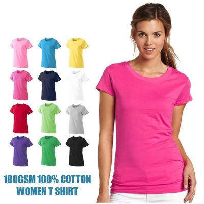 China Customized logo 180G cotton QUICK DRY cotton manufacturer direct sales printed plain white women t-shirt wholesale for sale