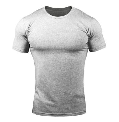 China Custom Fitness Anti-Wrinkle Breathable Cotton Round Neck Printing Men Short Gym Plain T-shirt Slim Fit Sleeves for sale