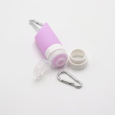 China Travel Cosmetic Empty Bottle Silicone Shampoo Bottles 60ml 100ml Purple Sanitizer Hand Squeeze Bottle for sale