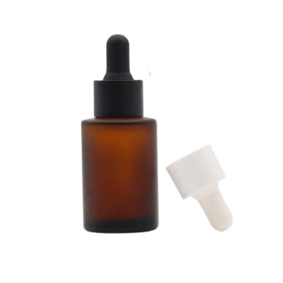 China 30ml Personal Care Glass Bottles Manufacturer Frosted Amber Glass Dropper Bottle Essential Oil Bottle for sale