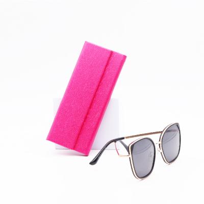 China Optical Sunglasses Packing Customized Folding Pink Leather Magnetic Handmade Portable Folding Triangle Fashion Glass Case PU Sunglass Case for sale