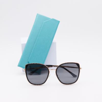 China Glasses Packing Wholesale Cheap White Black Blue Factory Logo Printing Eyewear Spectacle Travel PU Folding Sunglasses Custom Portable Case for sale