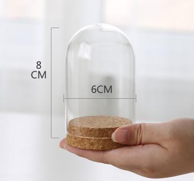 China New Classic / Postmodern Glass Dome With Clear Cork 12x7cm Dome Glass For Wedding Party Mother's Day for sale