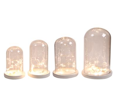 China Wholesale New Classical/Postmodern Glass Domes With EVA LED Buttons Light Battery Case For Flower Home Decoration for sale