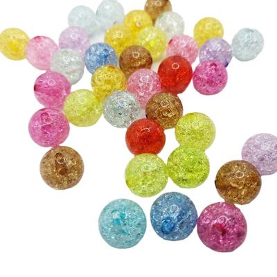 China Jewelry Making Wholesale 8mm-20mm Acrylic Cracked Beads Colorful Loose Round Spacer Beads Open Beads For Jewelry Making Kids DIY for sale