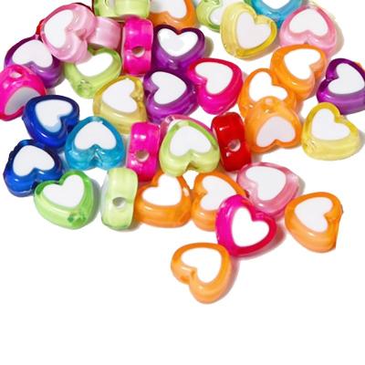 China Hot Sale Two Color Acrylic Heart Shaped DIY Acrylic Beads More Colors For Choosing From 4*8*9mm Hole: about 2mm 500G/bag for sale