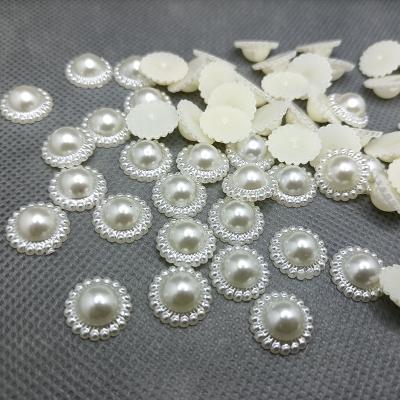 China Imitation Pearl Imitation Pearl Beads Sunflower Shaped ABS Pearl 11mm Flat Back Beads for sale