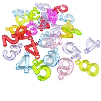 China 20*30MM Large Clear/Opaque Number Acrylic Beaded Pendants With 4MM Top Hole Beads for sale