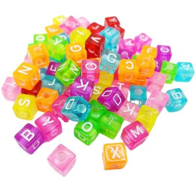 China Jewelry Making 6mm DIY Acrylic Cube Alphabet Letter In Place Beads For Bracelet Jewelry Making for sale