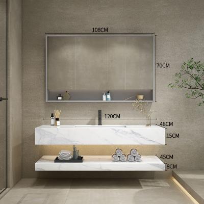 China 2022 New Modern Modern Bathroom Vanities Marble Large LED Toilet Mirror Stone Top Smart Back Light Luxury WashrooCosmetic Luxury Sink Large for sale